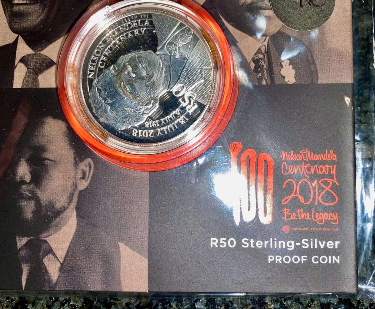 Nelson Mandela Proof Sterling Silver R50 -- 2018 Mandela Centenary -- Still Sealed as from SA Mint