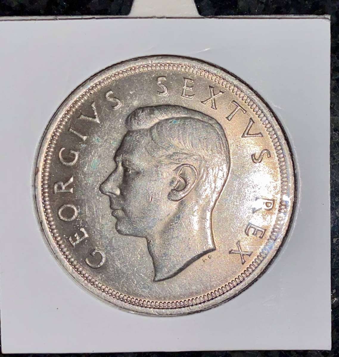SA Union Silver 5 shillings 1949 good condition in coin flip