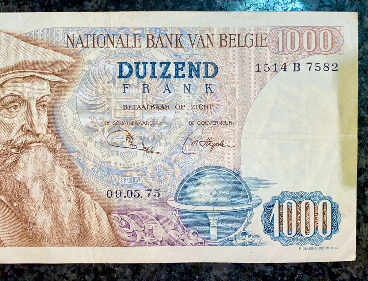 BELGIUM 1000 FRANCS 09.05.1975