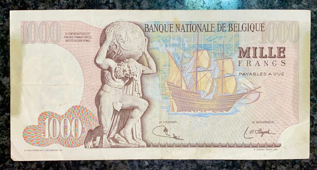 BELGIUM 1000 FRANCS 09.05.1975