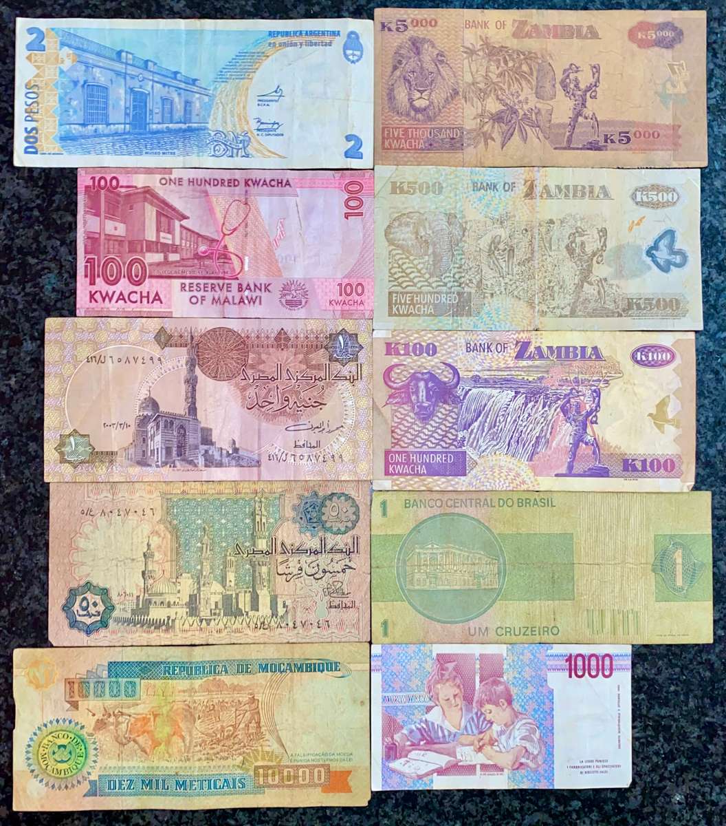 INTERNATIONAL LOT - ITALY - EGYPT - ARGENTINA + MORE (1 BID TAKES ALL 10 NOTES )