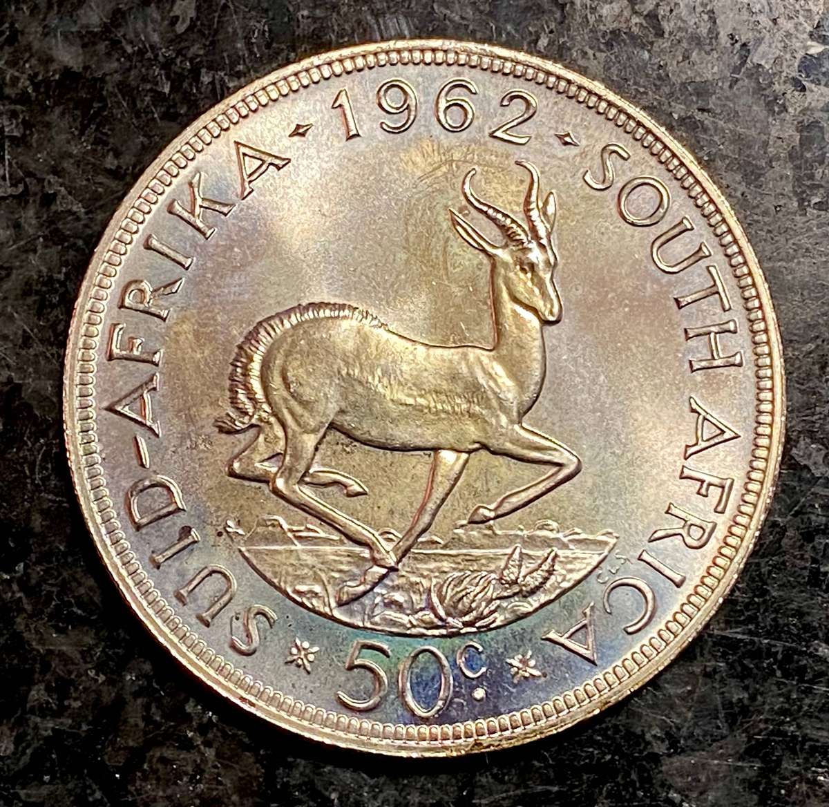 South Africa. silver 50 cent 1962 low mintage Excellent good condition
