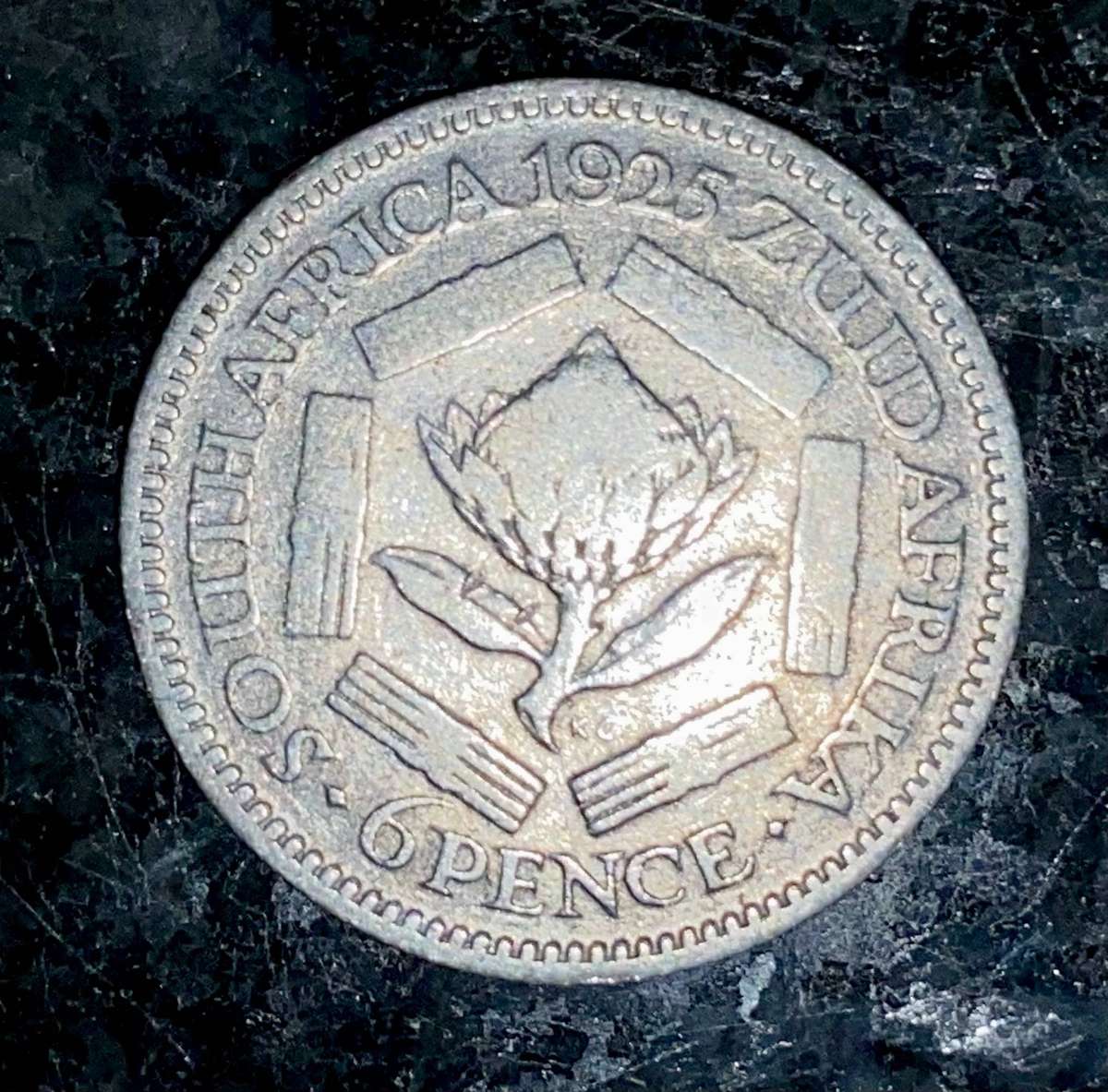 SA Union Silver 6d sixpence 1925
