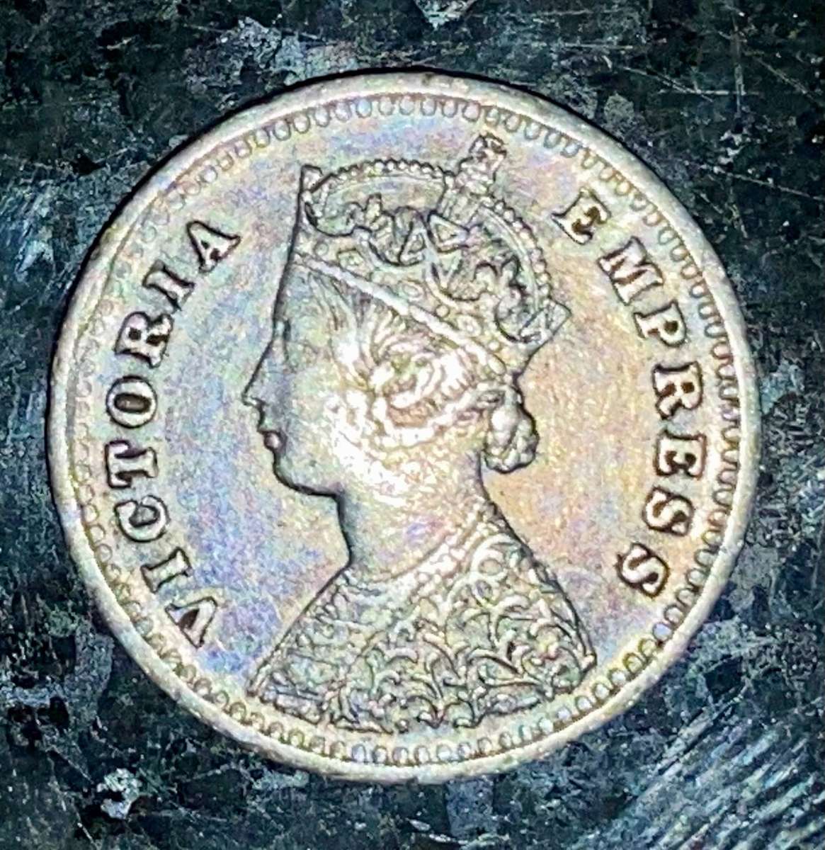 India. Silver 2 annas 1888 colonial issue