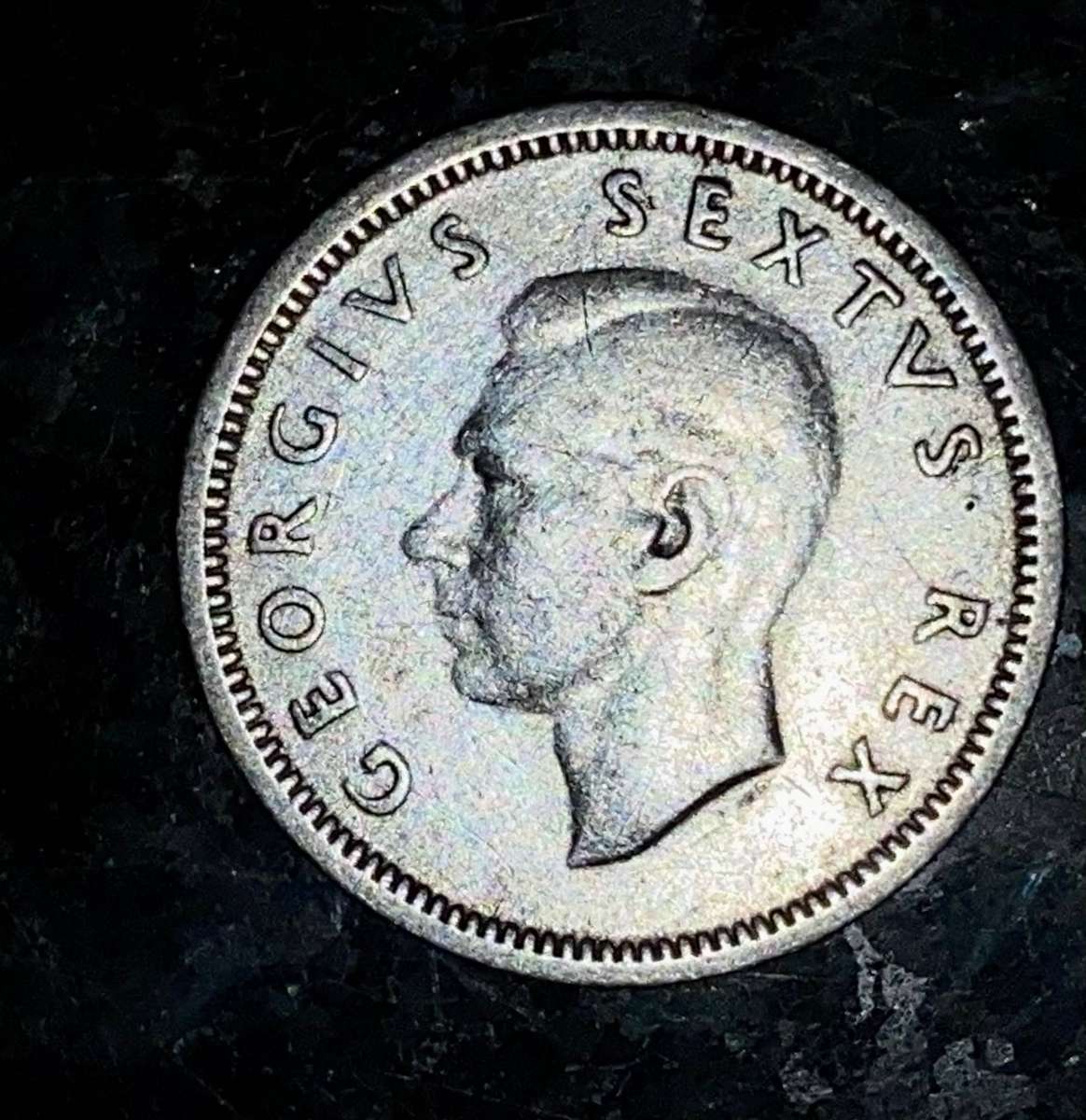 SA Union silver 6d sixpence 1948
