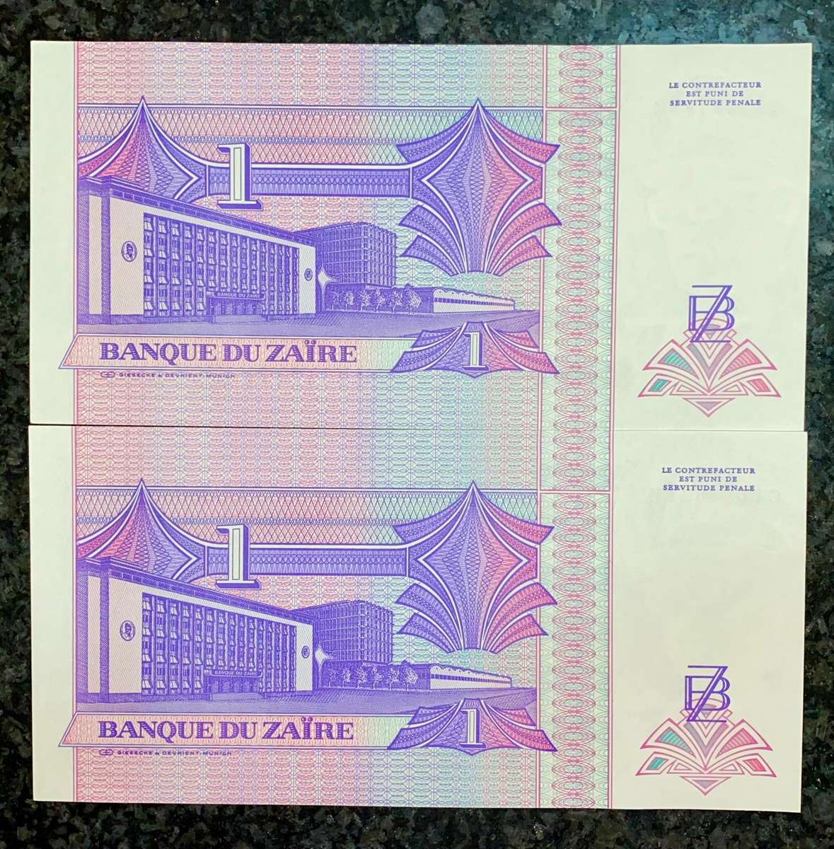 Zaire Set 1 Zaires unc 24-06-1993 (bid per note)
