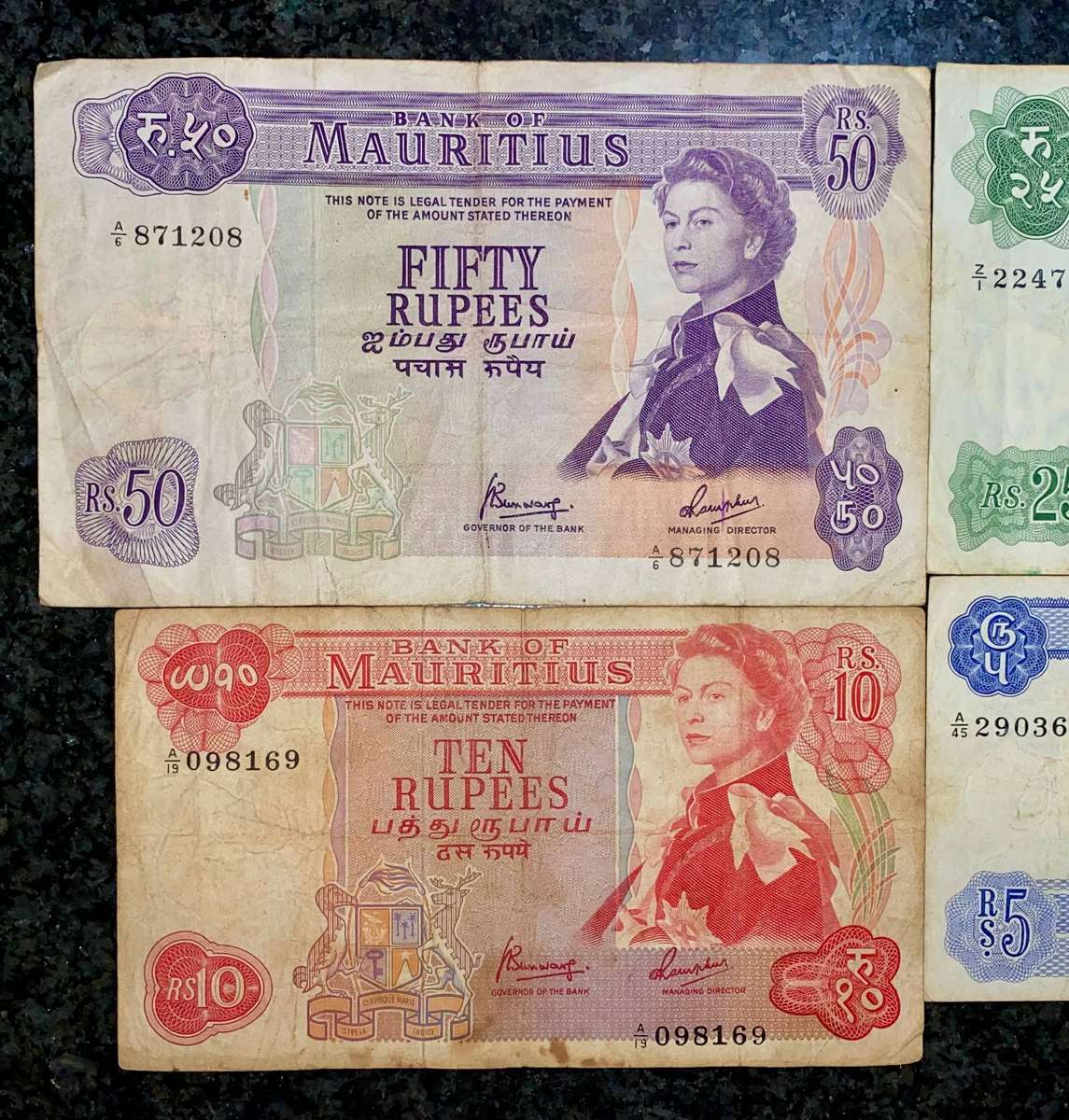 Seychelles Set 50 rupees to 5 rupees 1967 (1 bid takes all)