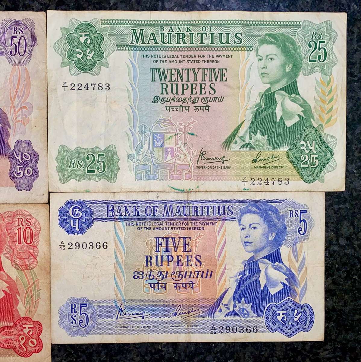 Seychelles Set 50 rupees to 5 rupees 1967 (1 bid takes all)