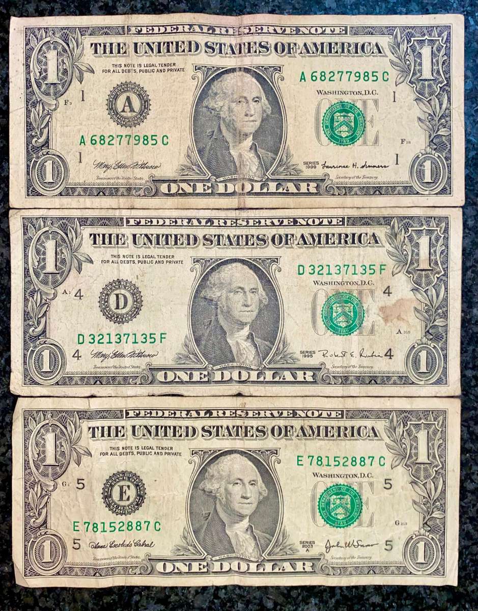 USA Set 1 dollar - A - D - E - Federal Reserve's 1995-2003 (1 bid takes all)