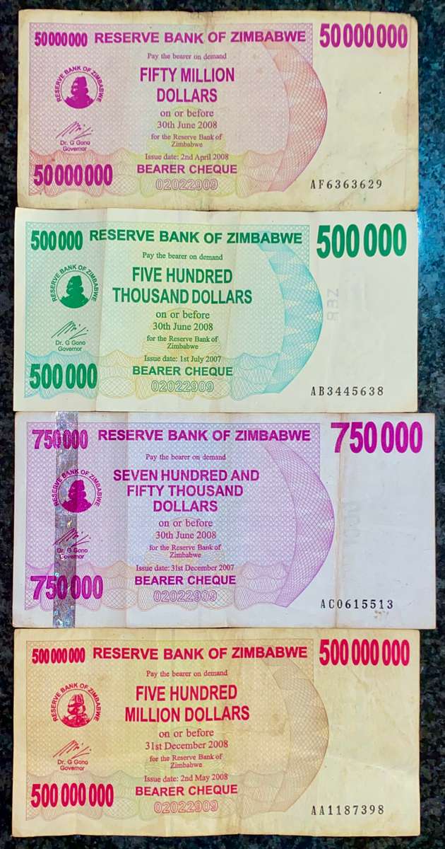 ZIMBABWE SET 500 MILLION DOLLARS TO 500 THOUSAND DOLLARS 2008 (1 BID TAKES ALL)