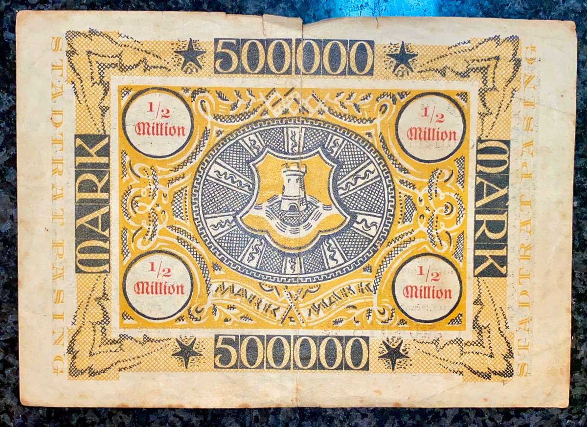 GERMANY REPLACEMENT /STAR NOTE 500,000 MARK 1923 NOTGELD EMERGENCY MONEY