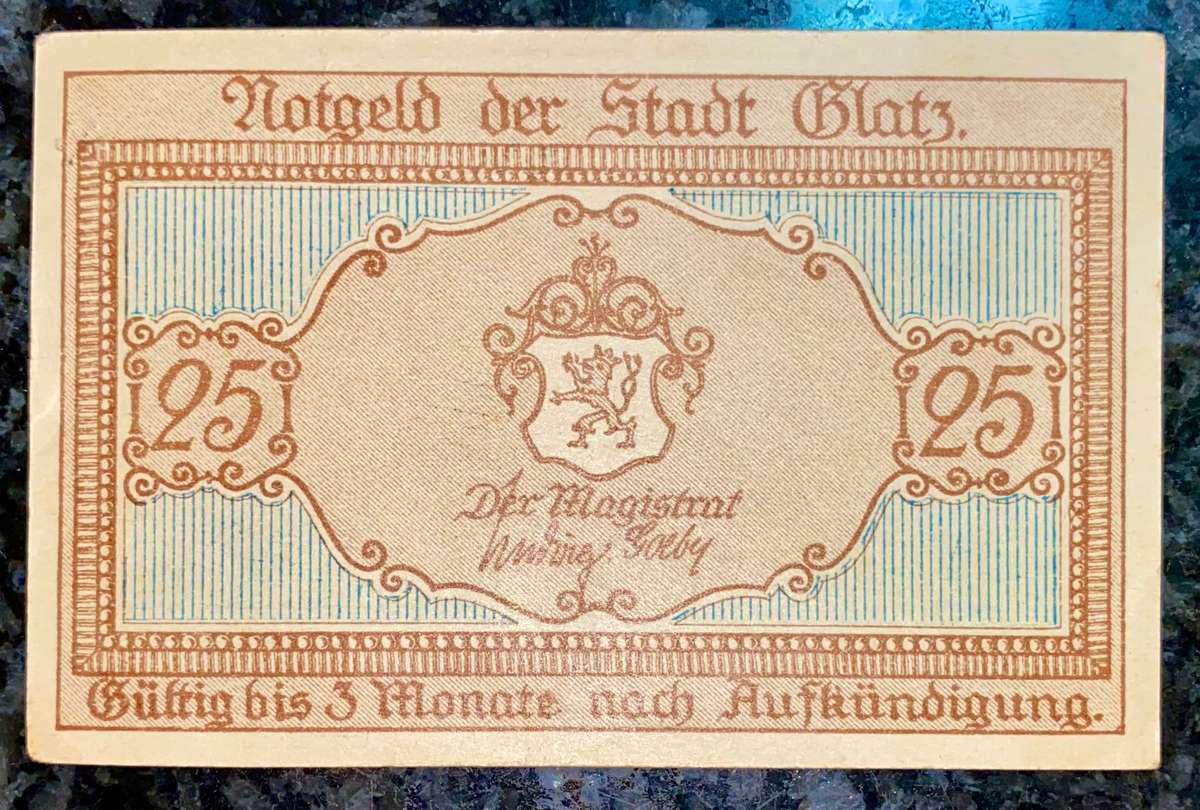 GERMANY REPLACEMENT/STAR NOTE 25 PFENNIG - BLATZ - 192 NOTGELD (EMERGENCY MONEY) - AMAZING ART