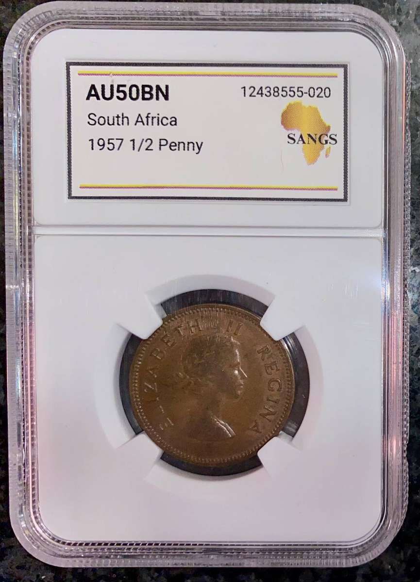 SA Union Graded 1/4 penny 1956 AU details SANGS
