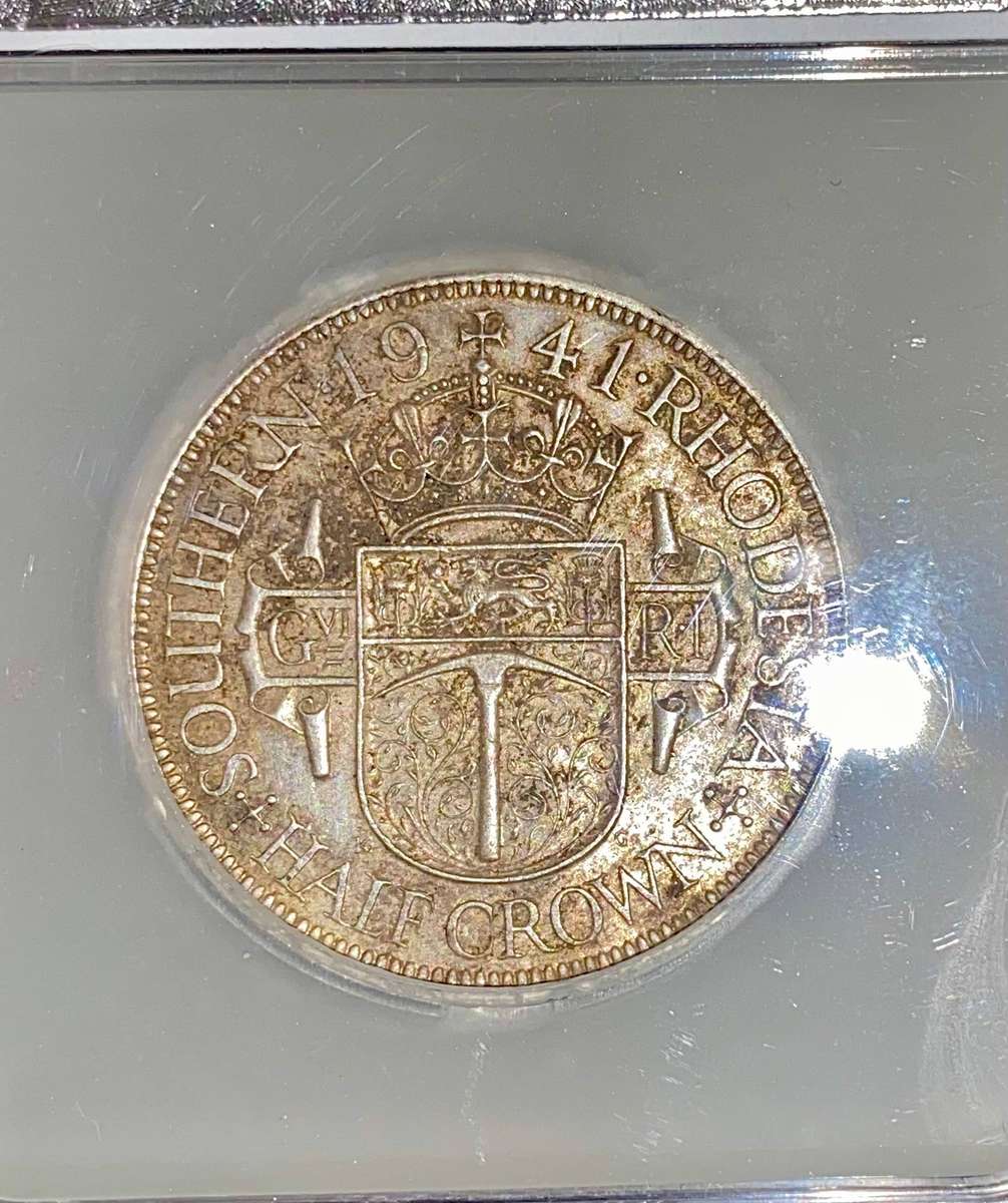 Southern Rhodesia 1941 Graded Sterling Silver 2 1/2 shillings SANGS