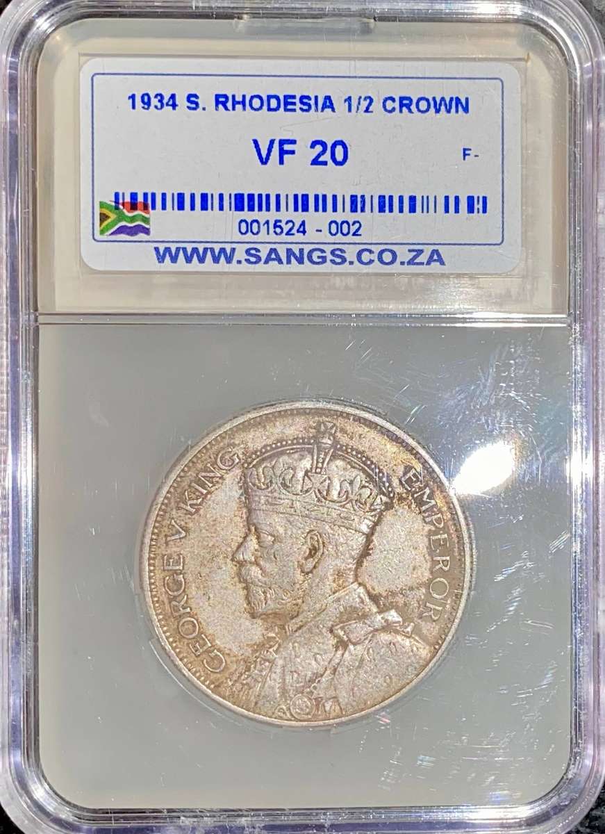 Southern Rhodesia 1934 Graded Sterling Silver 2 1/2 shillings SANGS