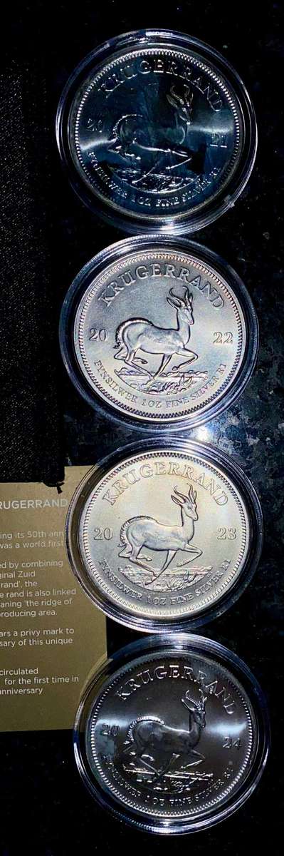South Africa 1oz Silver Krugerrand Collection - Premium UNC 2017 to 2024 unc in capsules