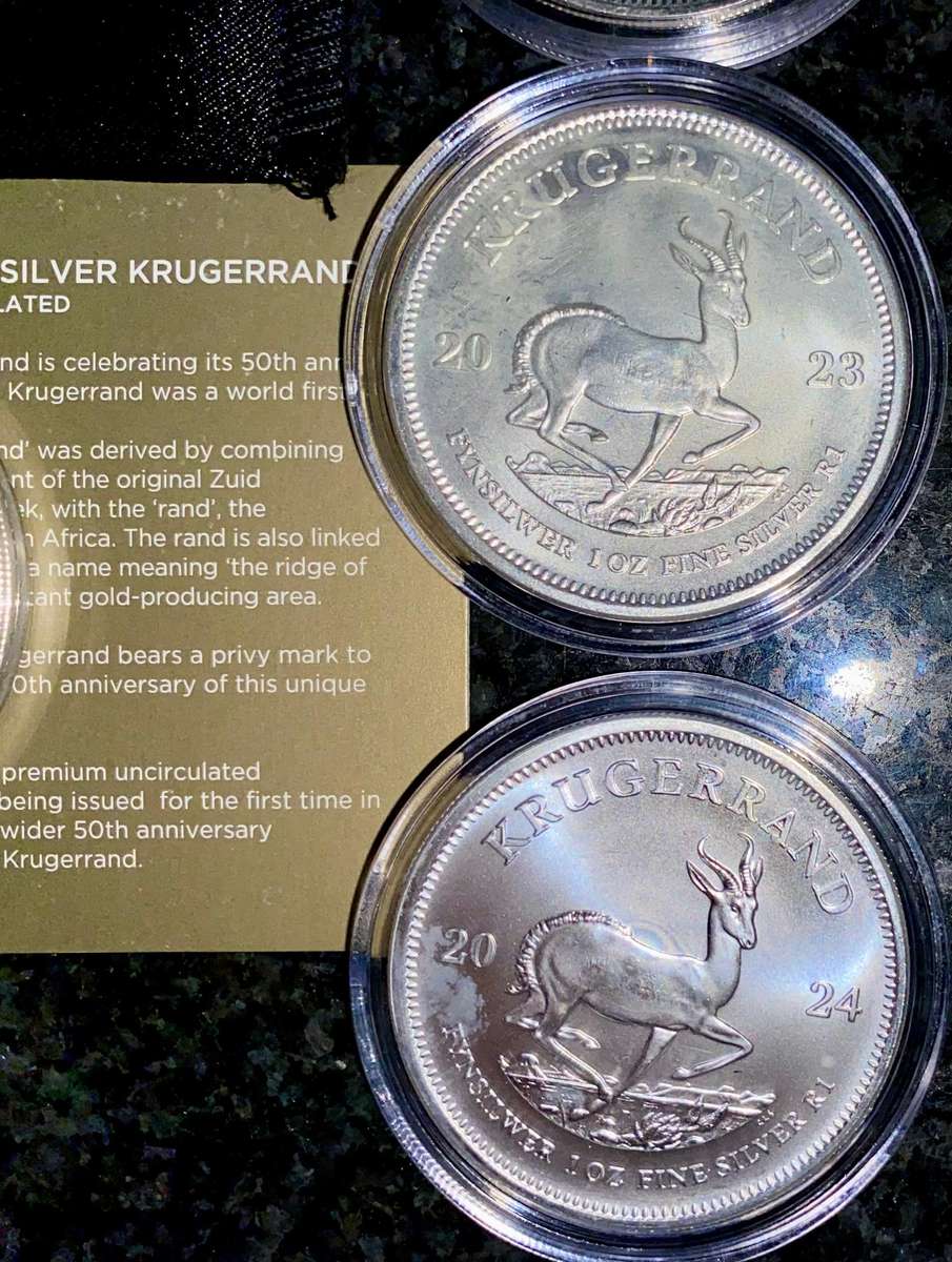 South Africa 1oz Silver Krugerrand Collection - Premium UNC 2017 to 2024 unc in capsules
