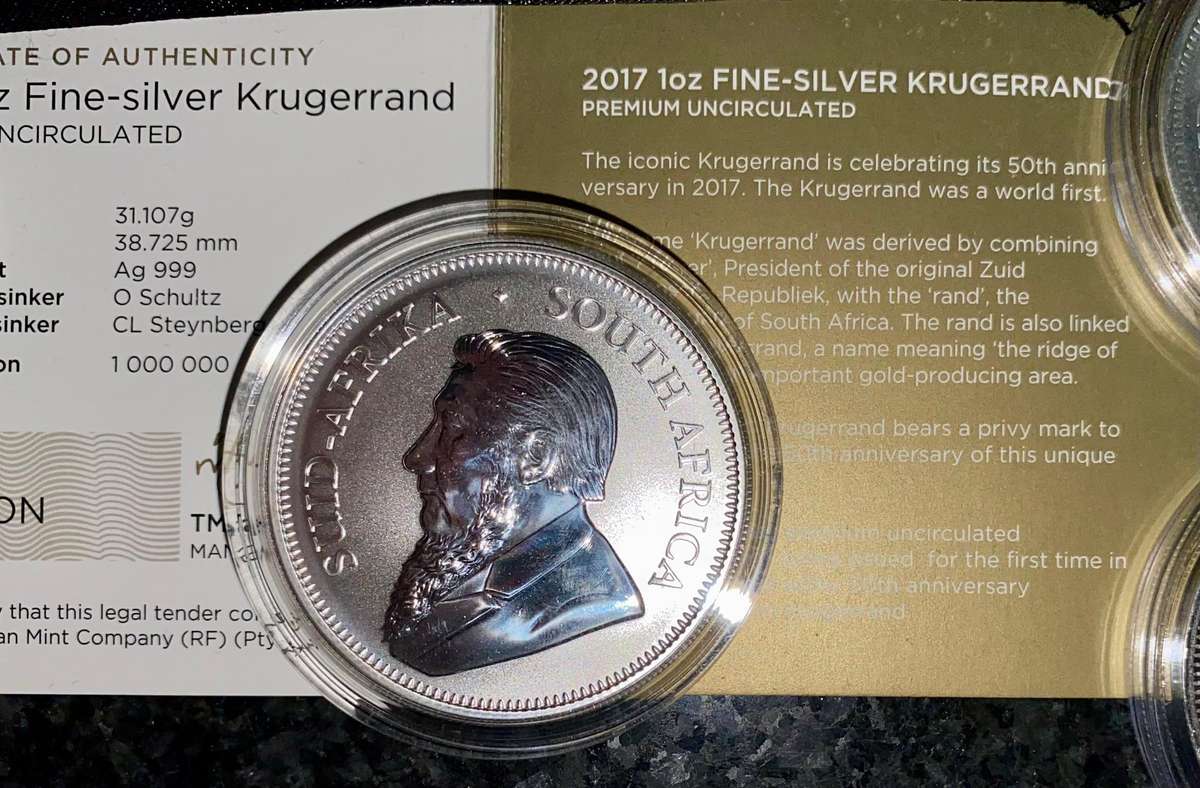 South Africa 1oz Silver Krugerrand Collection - Premium UNC 2017 to 2024 unc in capsules