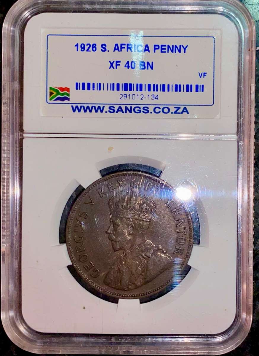 SA Union Graded 1 penny 1926 XF40 SANGS