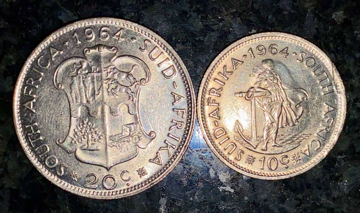South Africa silver set 20 cent & 10 cent 1964 (1 bid takes all)