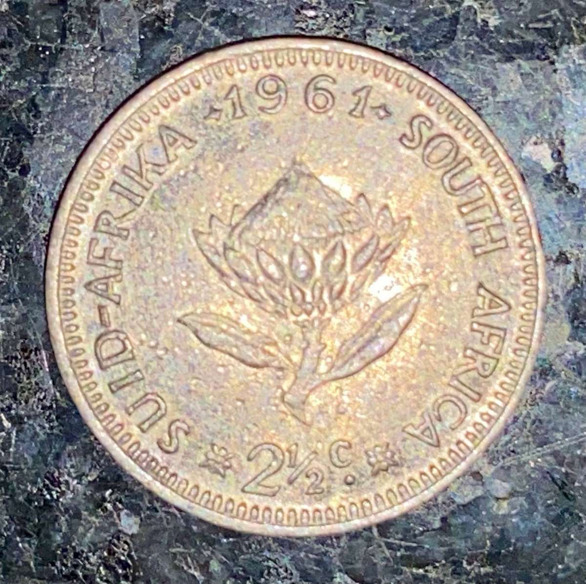 South Africa Silver 2 1/2 cent 1961