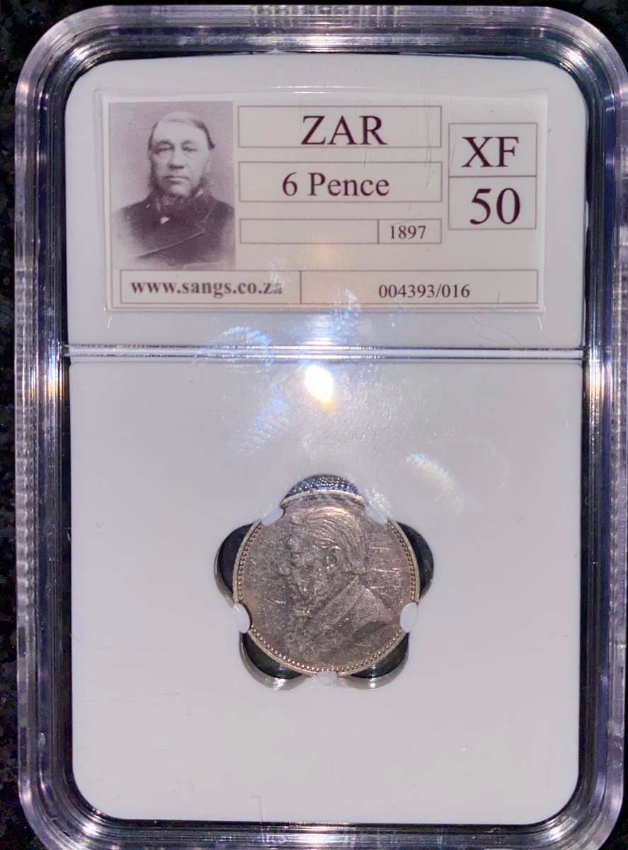 Z.A.R Graded 1897 - 6 pence XF50 SANGS