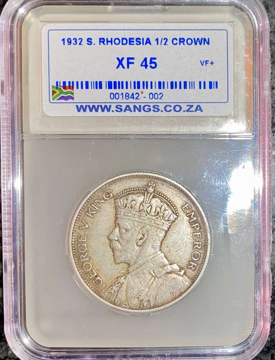 Southern Rhodesia 1932 Graded Sterling Silver 2 1/2 shillings XF45 SANGS
