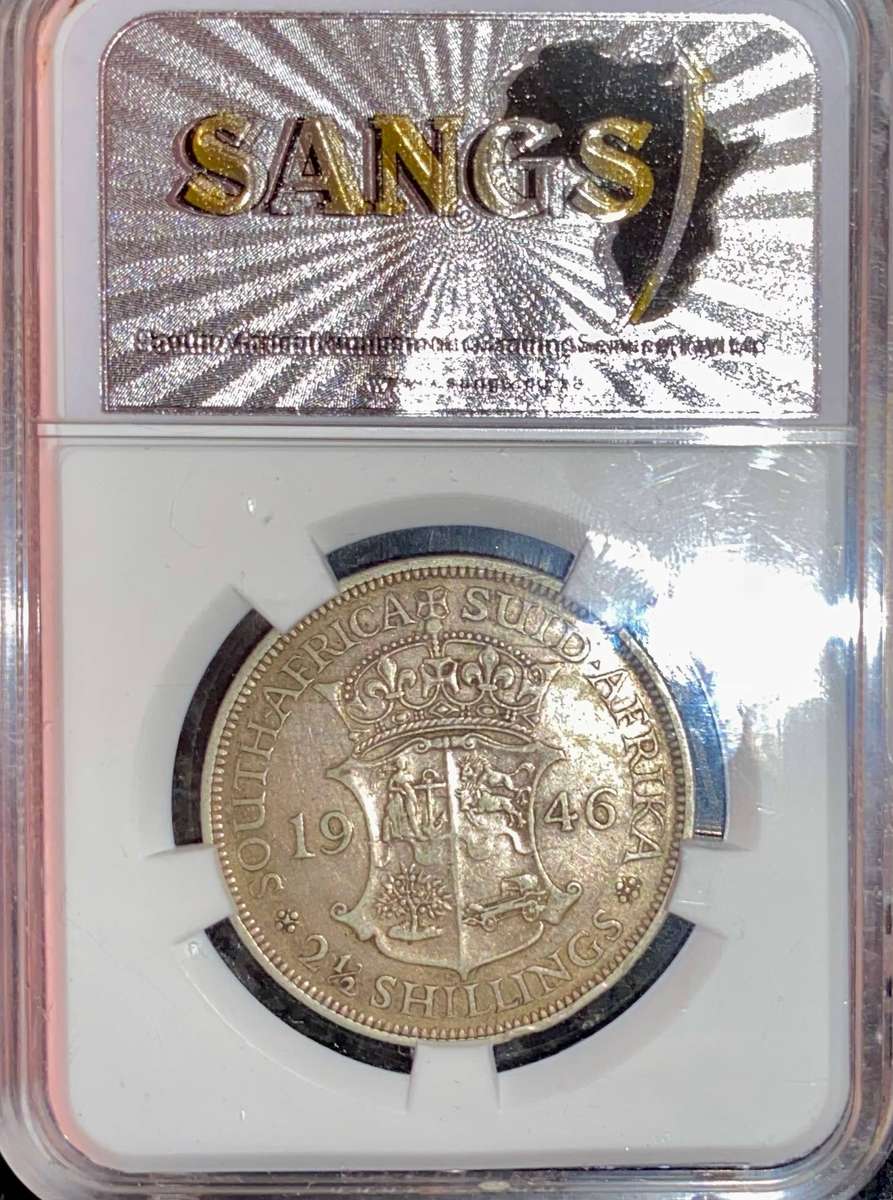 Southern Rhodesia 1946 Graded Sterling Silver 2 1/2 shillings XF40 SANGS