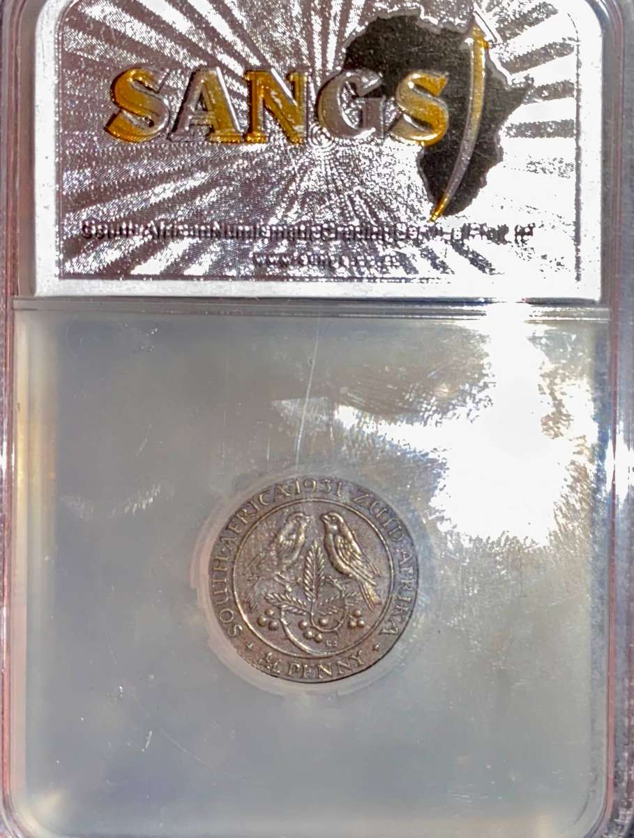 SA Union Graded 1/4 penny 1931 Zuid Graded AU53 SANGS