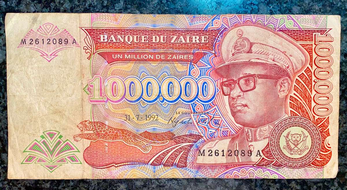 ZAIRE 1,000,000 ZAIRES 1992