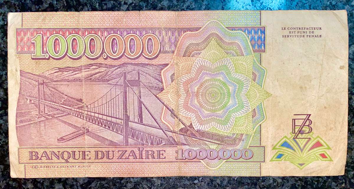 ZAIRE 1,000,000 ZAIRES 1992