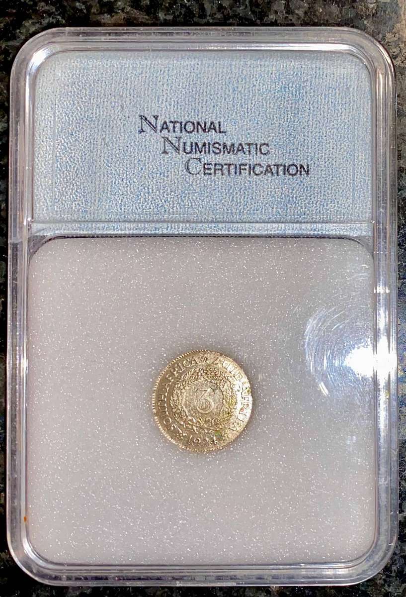 SA Union Graded Silver 3d threepence 1924 Graded XF40 NNC