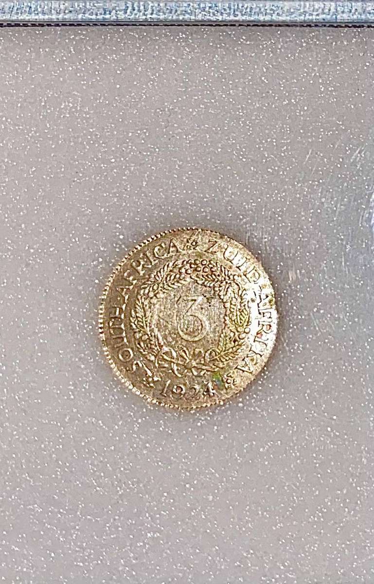 SA Union Graded Silver 3d threepence 1924 Graded XF40 NNC