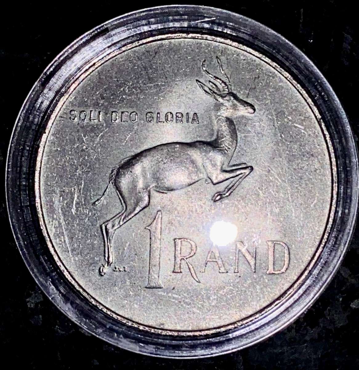 SOUTH AFRICA SILVER R1 --1967 ENGLISH GOOD CONDITION IN CAPSULE