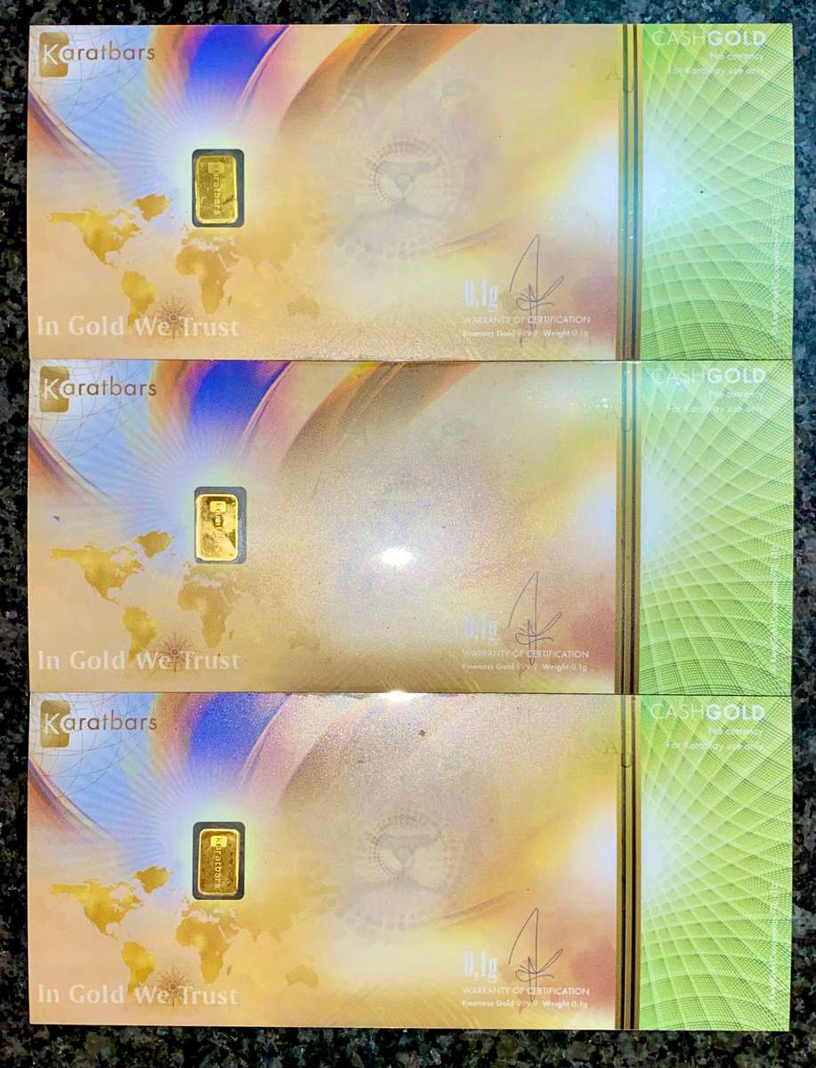 KARATBAR CASHGOLD CARDS - GOLD 999.9 PURITY (24CT) BID PER BAR 0.10g (4 AVAILABLE )