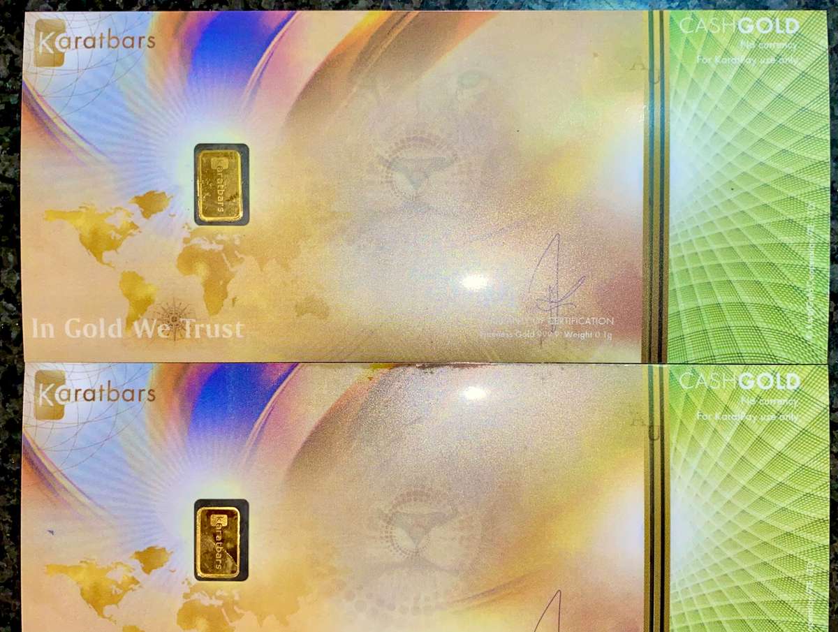 KARATBAR CASHGOLD CARDS - GOLD 999.9 PURITY (24CT) BID PER BAR 0.10g (4 AVAILABLE )