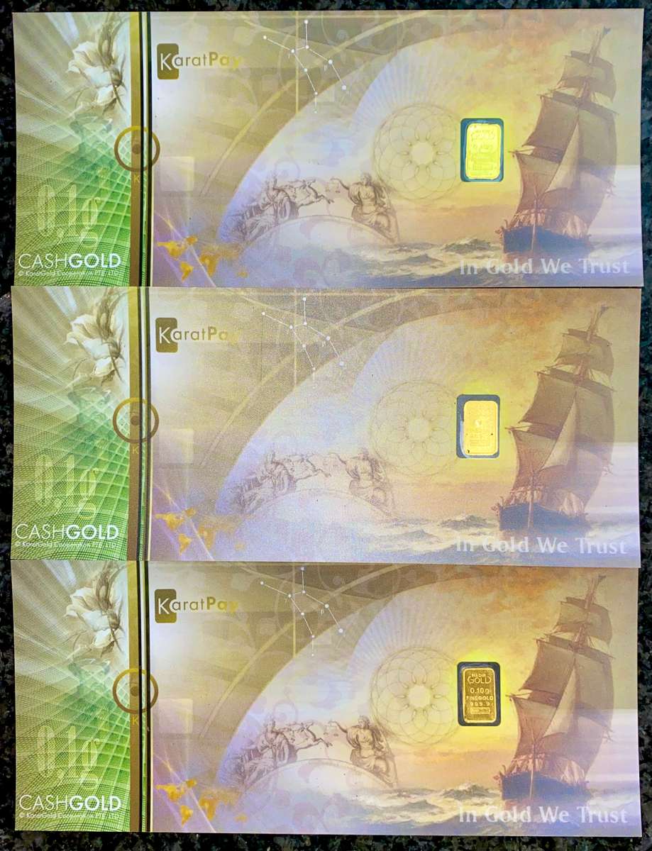 KARATBAR CASHGOLD CARDS - GOLD 999.9 PURITY (24CT) BID PER BAR 0.10g (4 AVAILABLE )