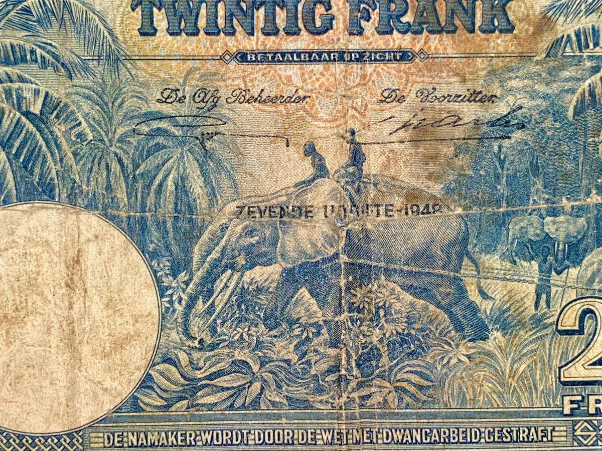 Belgium Congo 20 francs 10-08-1948 Elephant wtm