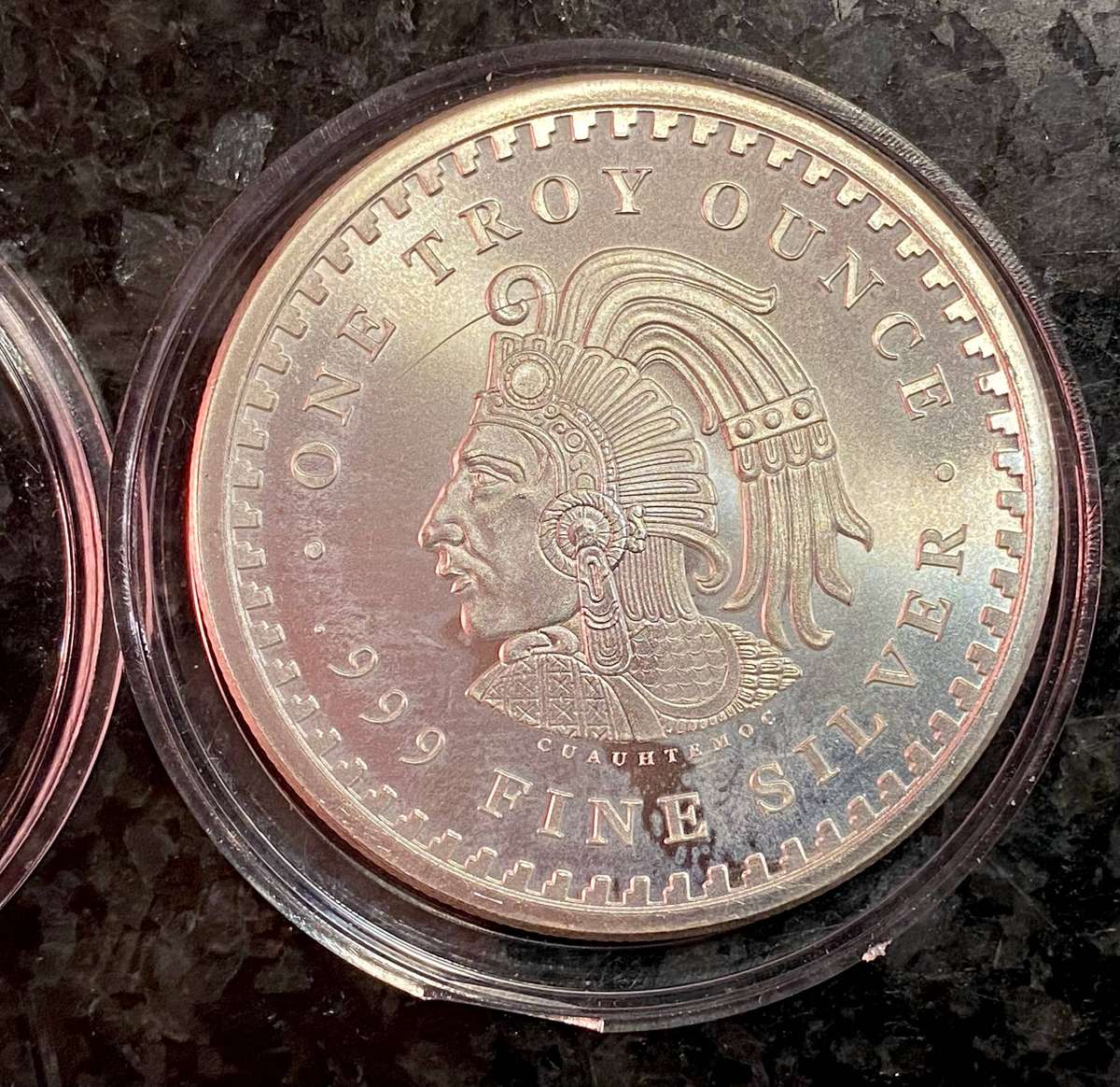 Aztec 1OZ Fine Silver Round Uncirculated in capsule 1 Troy Ounce