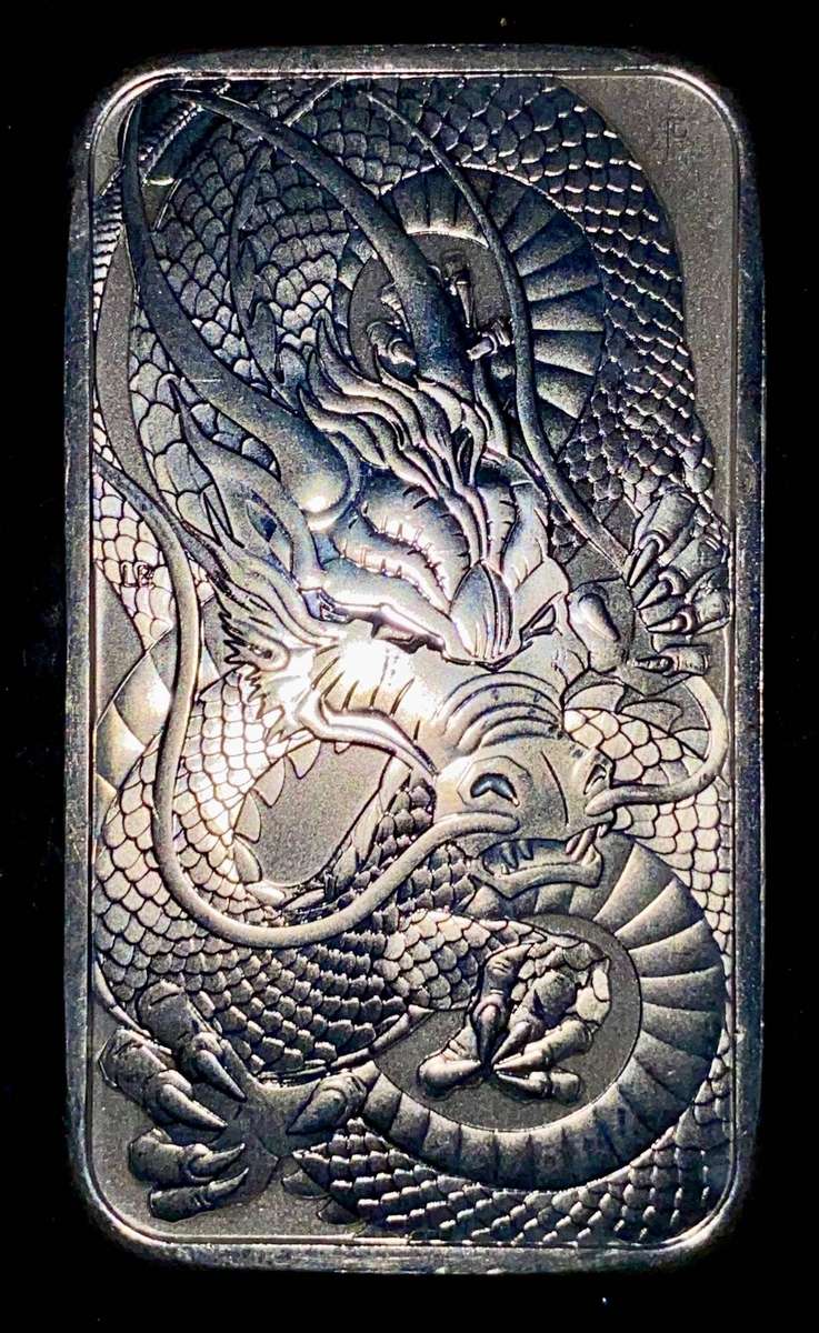 Australia 1OZ Fine Silver Bar - Dragon 2021 - 999AG