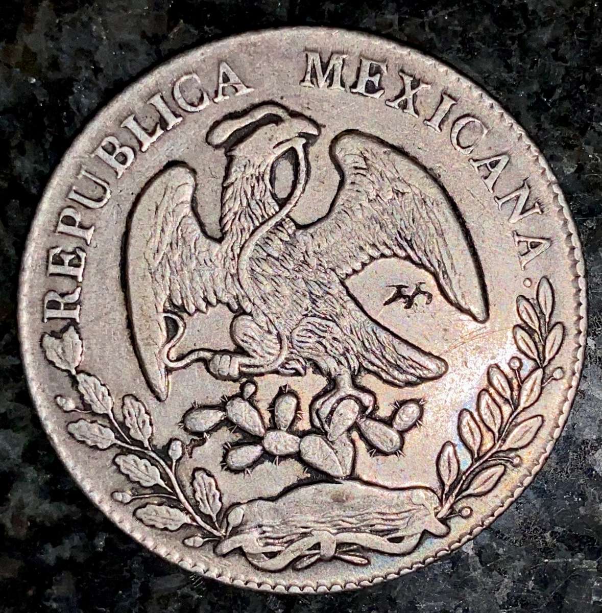 Mexico Silver 8 reals 1860 - Eagle with Snake on Cactus - 8R.M.1874.M.H.10D.20G. Mexico mint