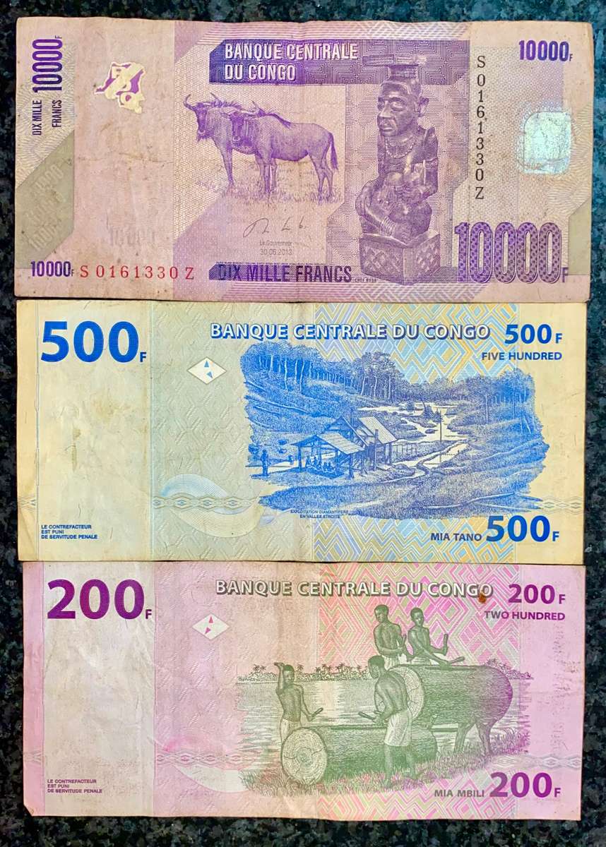 CONGO SET 10,000FRANCS 2013 TO 200 FRANCS 2000-2003(1 BID TAKES ALL)
