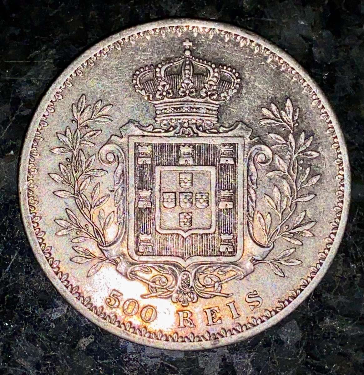 PORTUGAL SILVER 500 REIS 1891