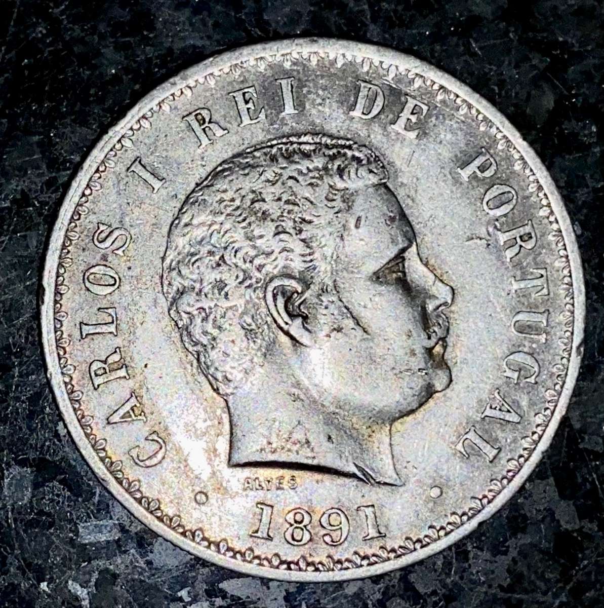 PORTUGAL SILVER 500 REIS 1891