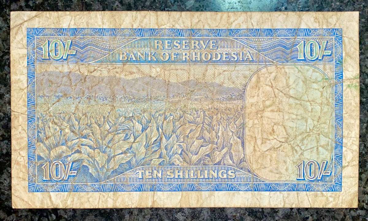 Rhodesia 10 shillings 1968 -- L16 /986033 wtm CJ Rhodes