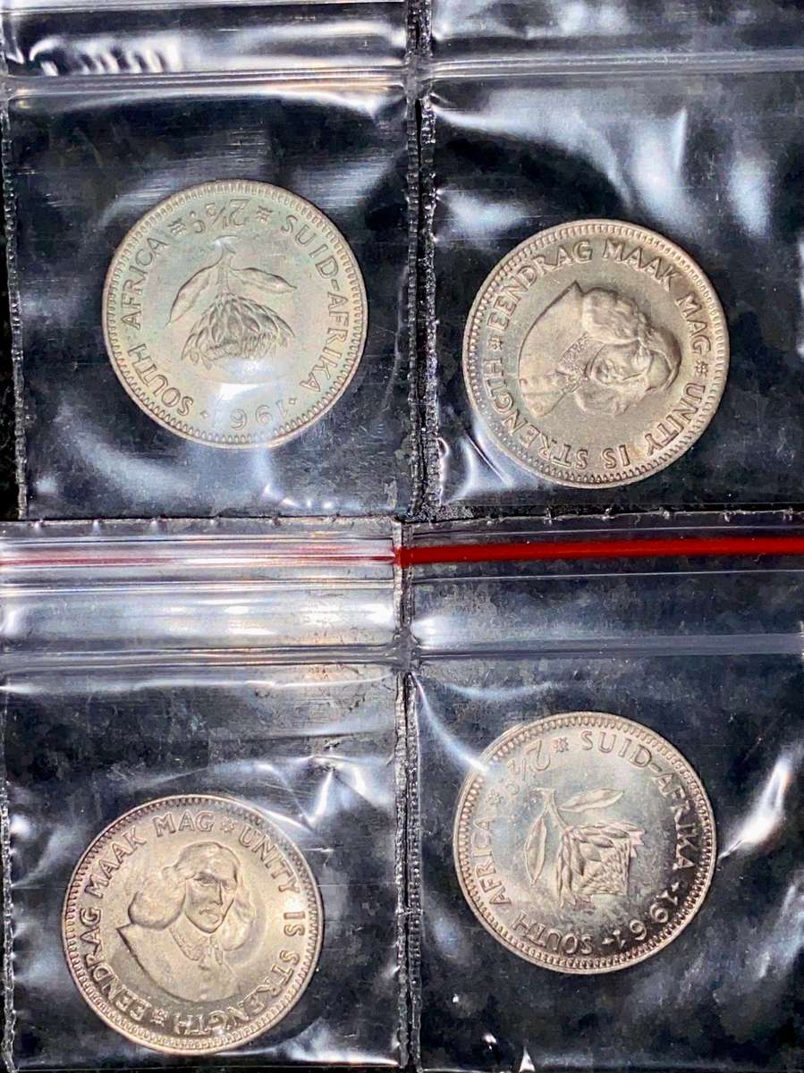 SOUTH AFRICA SILVER 2 1/2 CENT 1961 UNC (BID PER COIN) 2 AVAILABLE