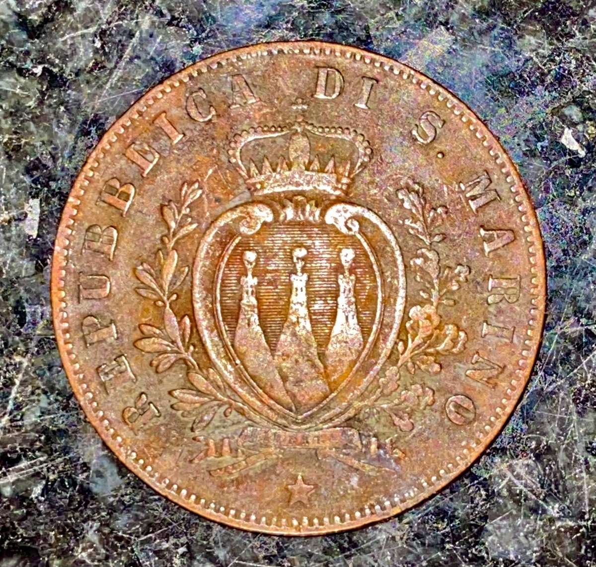 San Marino 5 centesimi 1869