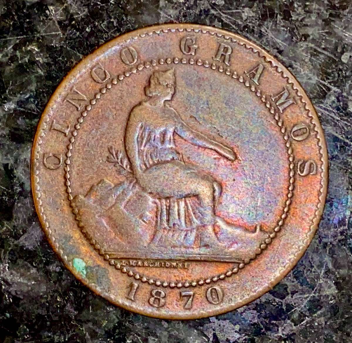 Spain 5 centimos 1870