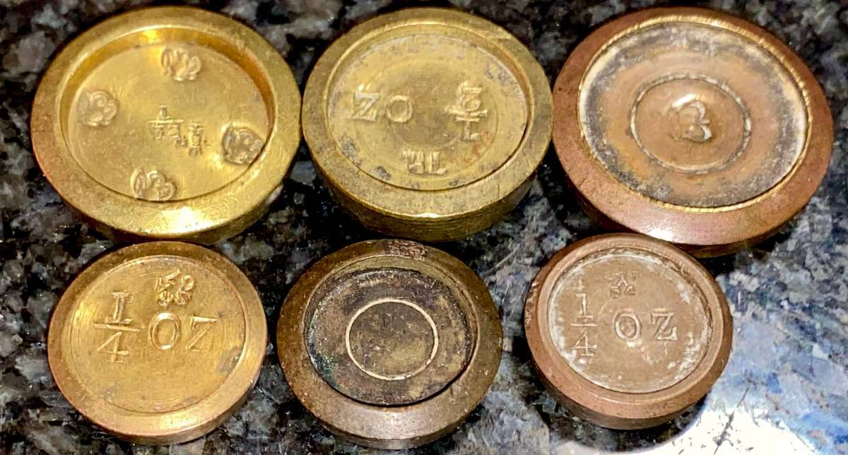 Antique Brass weights OZ (1 bid takes all)