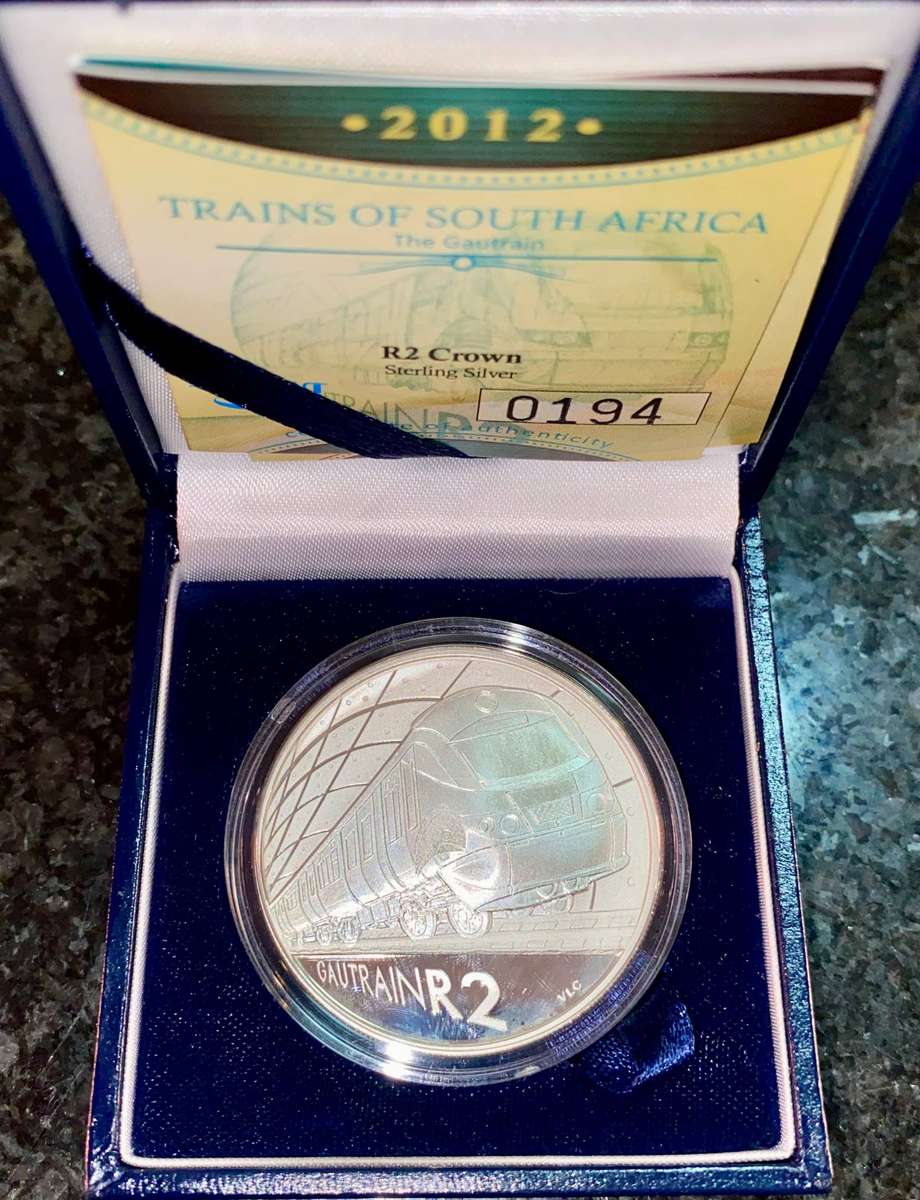 South Africa. Proof Silver R2 - Trains of South Africa 2012 Gautrain - SA Mint box + certificate